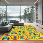 Whimsical Yellow Cartoon Character Collection Rug