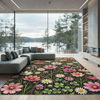 Wildflower Garden Pink Floral Meadow Rug