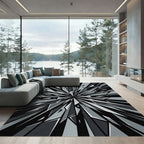 Monochrome Abstract Sharp Geometric Shards Rug