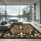 Golden Fleur De Lis Wheat Garland Rug