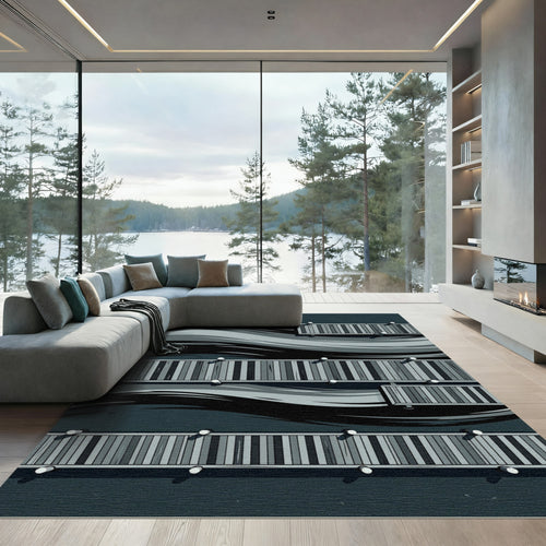 Abstract Gray Wave Dockside Rug
