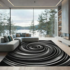Sleek Silver Swirl Abstract Rug