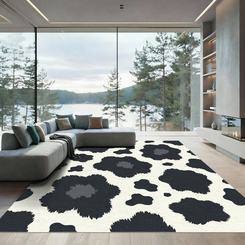Black and White Abstract Animal Spot Rug