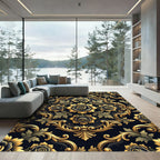 Gilded Black Rose Baroque Medallion Rug