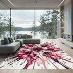 Crimson Ink Splatter Explosion Rug