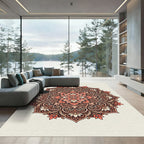 Coral Mandala Floral Ornamental Rug