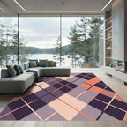Deep Plum Coral Diamond Lattice Rug