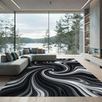 Monochrome Swirling Marble Agate Rug