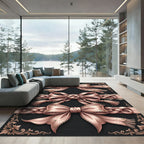 Elegant Blush Ribbon Roseate Damask Rug