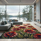 Dramatic Red Poppy Field Abstraction Rug