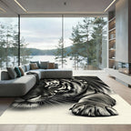 Monochromatic Tiger Face Close Up Rug