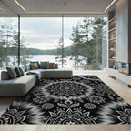 Monochromatic Mandala Medallion Tie Dye Rug