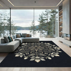 Elegant Ivory Floral Mandala Rug
