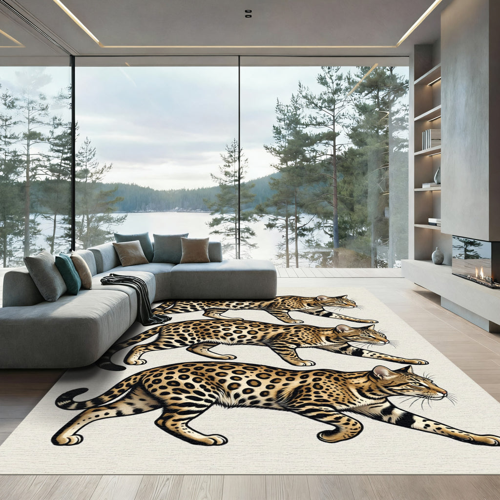 Stacked Leopard Portrait Art Composition Rug