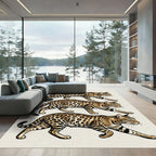 Stacked Leopard Portrait Art Composition Rug