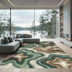 Earth Tone Abstract Topographic Swirl Rug