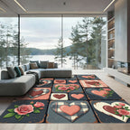 Valentine Rose Plaid Heart Collage Rug