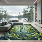 Lush Green Tropical Foliage Hanging Vines Rug