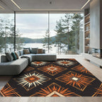 Geometric Terracotta Sunburst Diamond Art Rug
