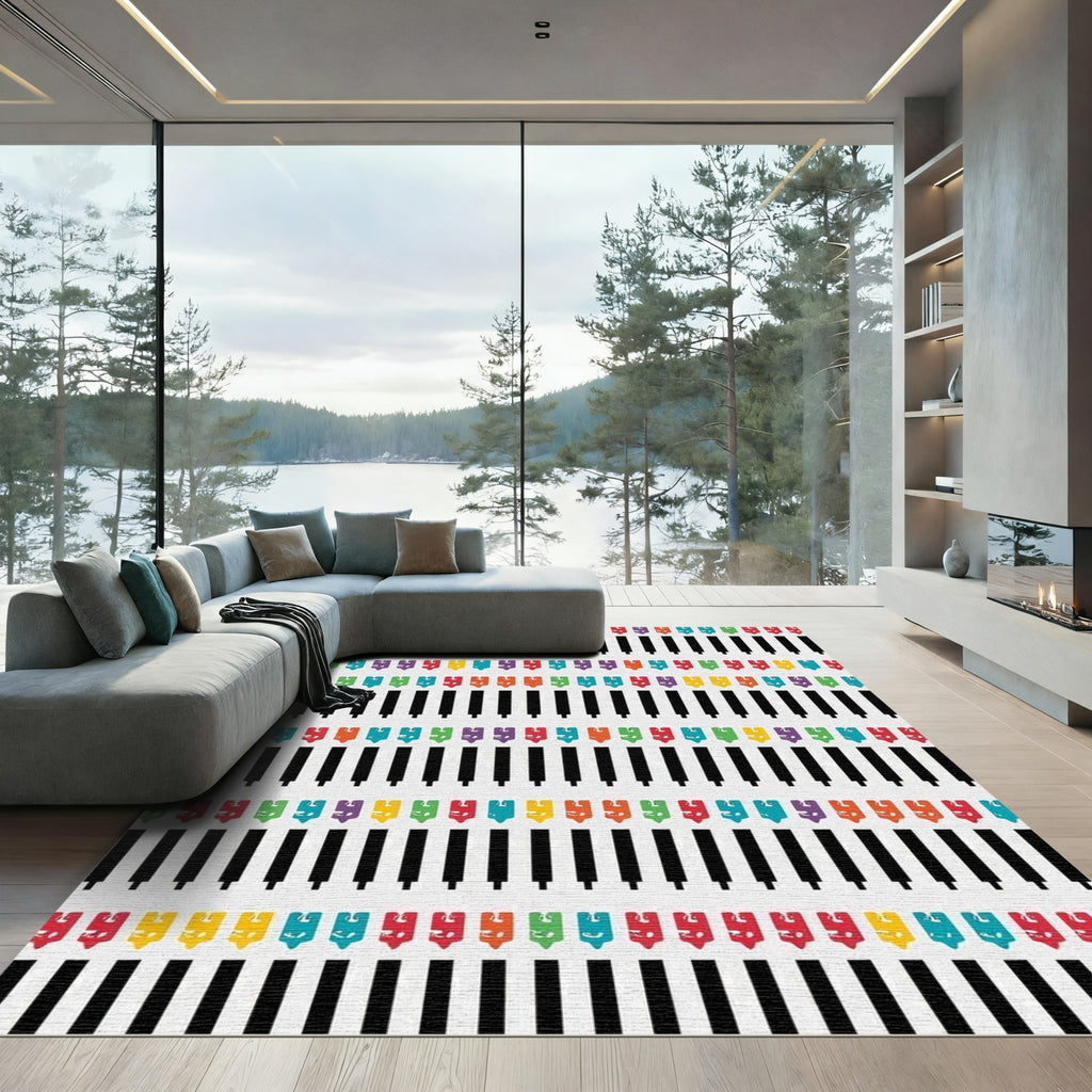 Colorful Piano Keys Repeating Pattern Rug