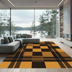 Amber Brown Plaid Squares Rug