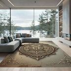 Ornate Gold Antique Floral Medallion Rug