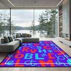 Bold Alphabet Graphic Purple Rug