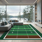 Green Grid Football Stadium Field Rug