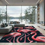 Vibrant Pink Flamingo Tropical Art Rug