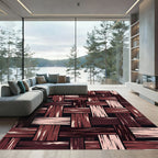 Modern Woven Earthy Tones Basketweave Rug
