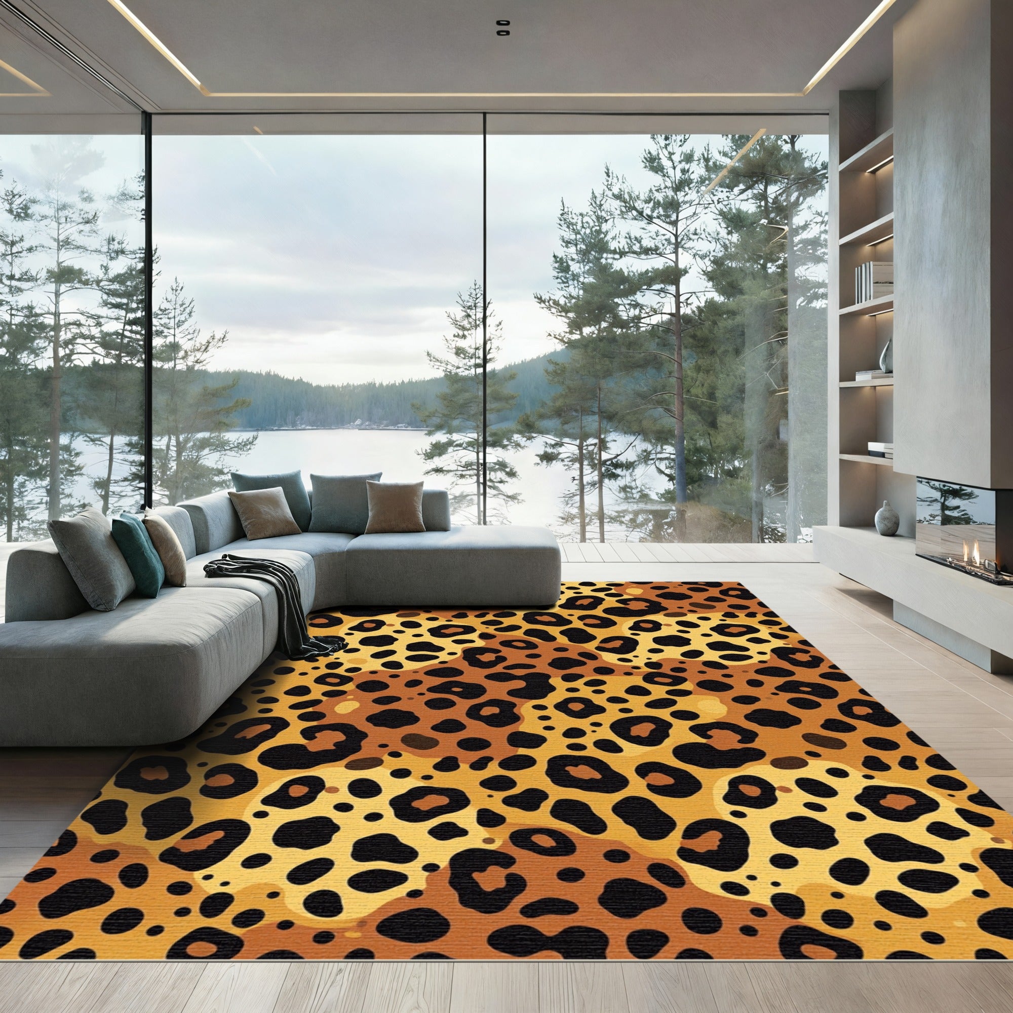 Golden Cheetah Spots Camouflage Rug
