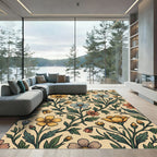 Vintage Golden Floral Meadow Vine Rug