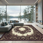 Ornate Gold Floral Medallion Rug