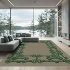 Green Key Border With Ornate Details Rug