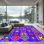 Vibrant Alphabet Hearts Stars Frames Rug