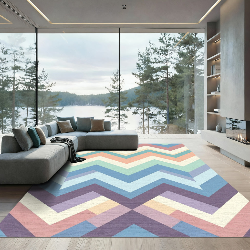Multicolored Chevron Geometric Pastel Rug