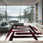 Bold Crimson and Black Abstract Strokes Rug