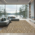 Golden Archway Filigree Damask Scroll Rug