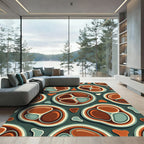 Mid-Century Abstract Organic Cell Earthy Rug