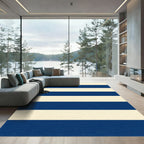 Classic Navy Cream Horizontal Stripes Rug