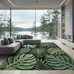 Verdant Jungle Leaf Collage Rug