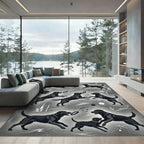 Playful Black Labrador Charcoal Sketch Rug