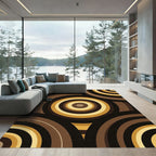 Brown and Gold Concentric Circles Rug