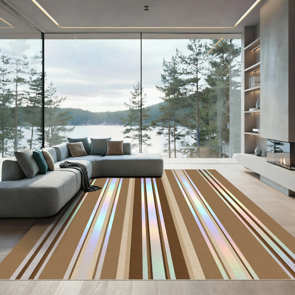 Earthy Rainbow Vertical Stripe Rug