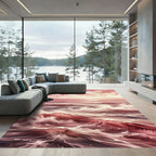 Crimson Sea Wave Watercolor Vista Rug