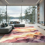 Mauve Pink Watercolor Mountain Sunset Rug
