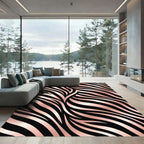 Metallic Rose Gold Zebra Stripe Rug