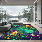 Vibrant Multicolor Abstract Neon Ink Splash Rug
