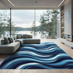 Flowing Azure Ocean Strokes Rug
