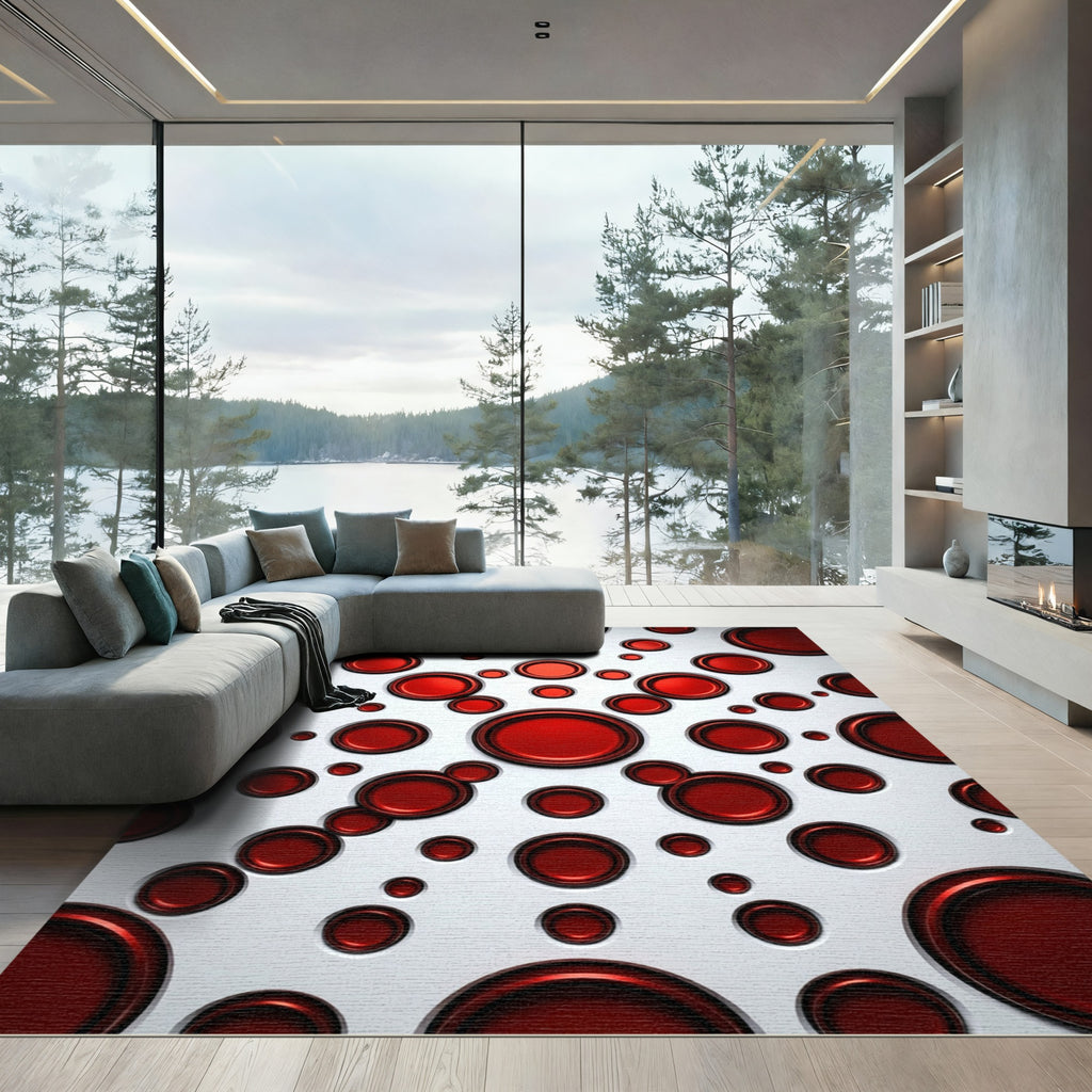 Bold Red Interlocking Circles Rug